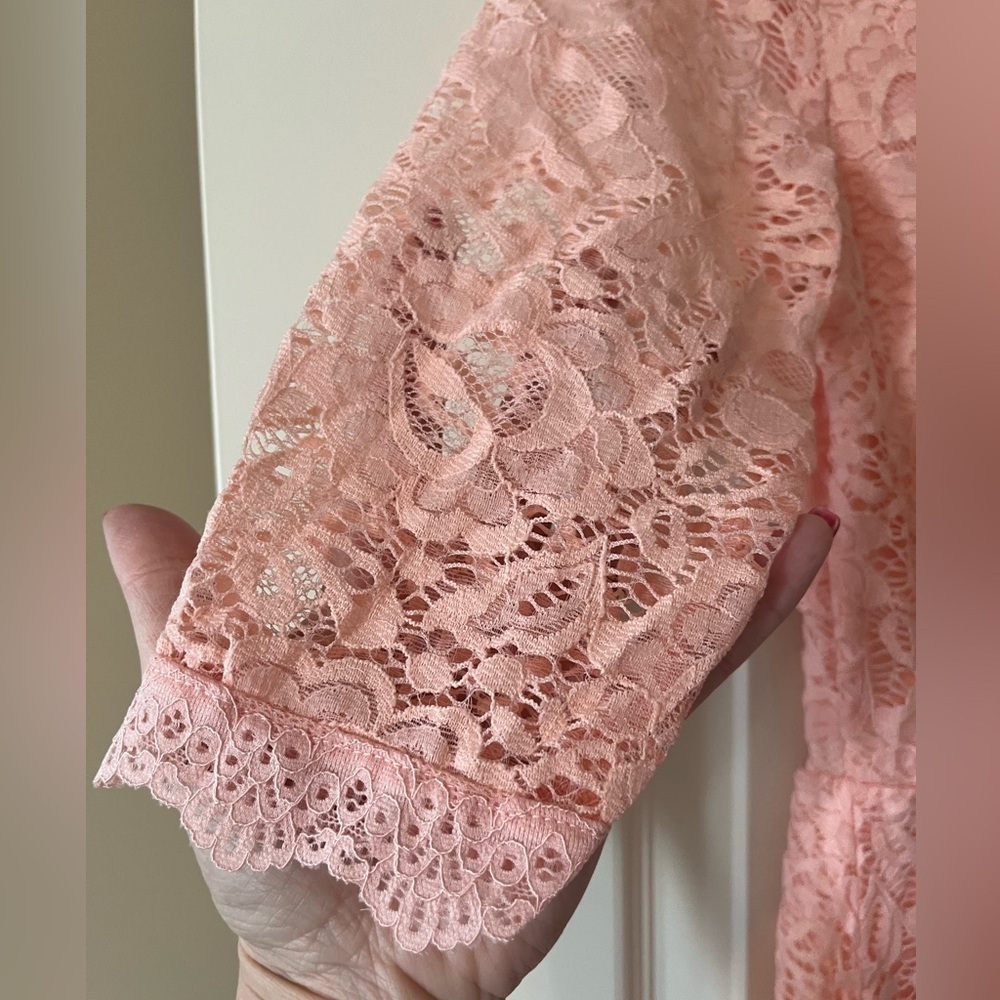 Jasambac Blush Pink Lace Mid-Length Dress Women’s size Small - Picture 2 of 16